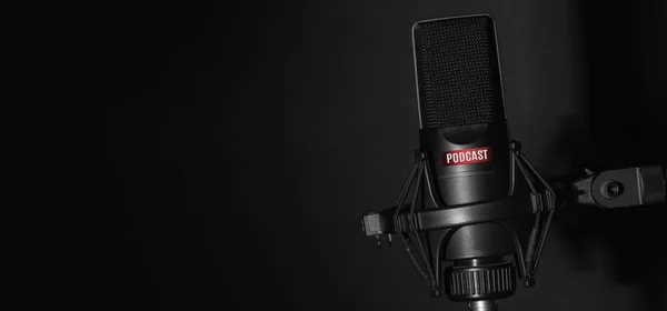 Stúdió mikrofon felvétel a podcast — Stock Fotó