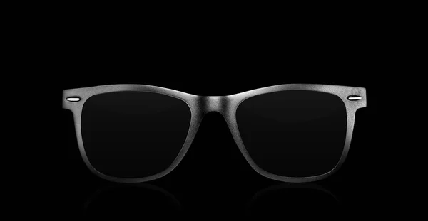 Nahaufnahme Einer Modernen Sonnenbrille Auf Schwarzem Hintergrund — Stockfoto