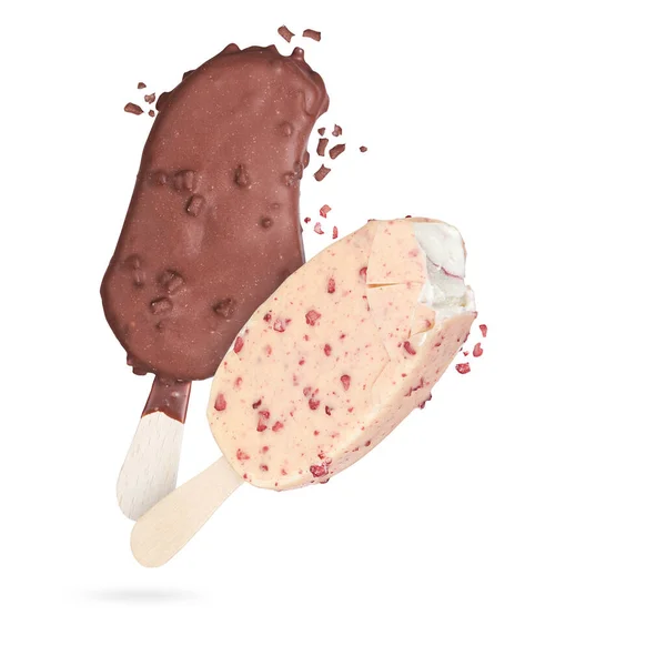 Dondurma Beyaz Arka Planda Izole Edilmiş Buzlu Şeker — Stok fotoğraf