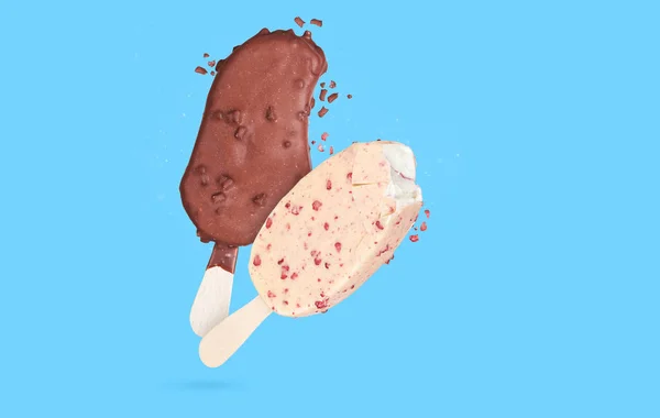 Бар Морозива Ізольований Синьому Тлі Popsicle — стокове фото