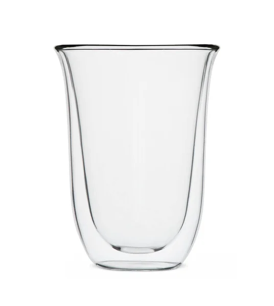 Verre Double Paroi Pour Thé Café Isolé Sur Fond Blanc — Photo