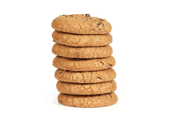 Chocolade Chip Cookie Geïsoleerd Witte Achtergrond — Stockfoto