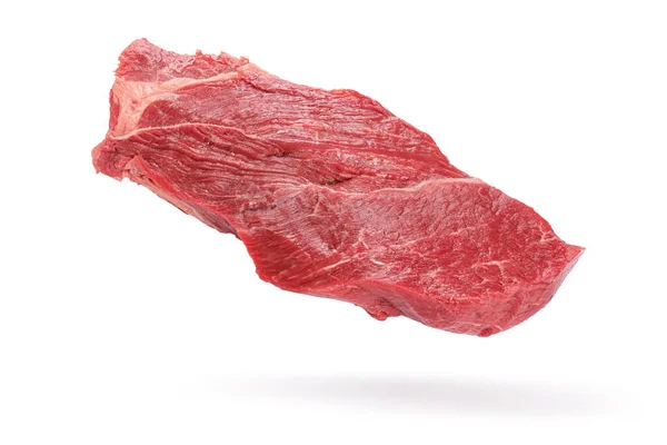 Rohes Rotes Fleisch Isoliert Auf Weißem Hintergrund Mit Schneideweg — Stockfoto