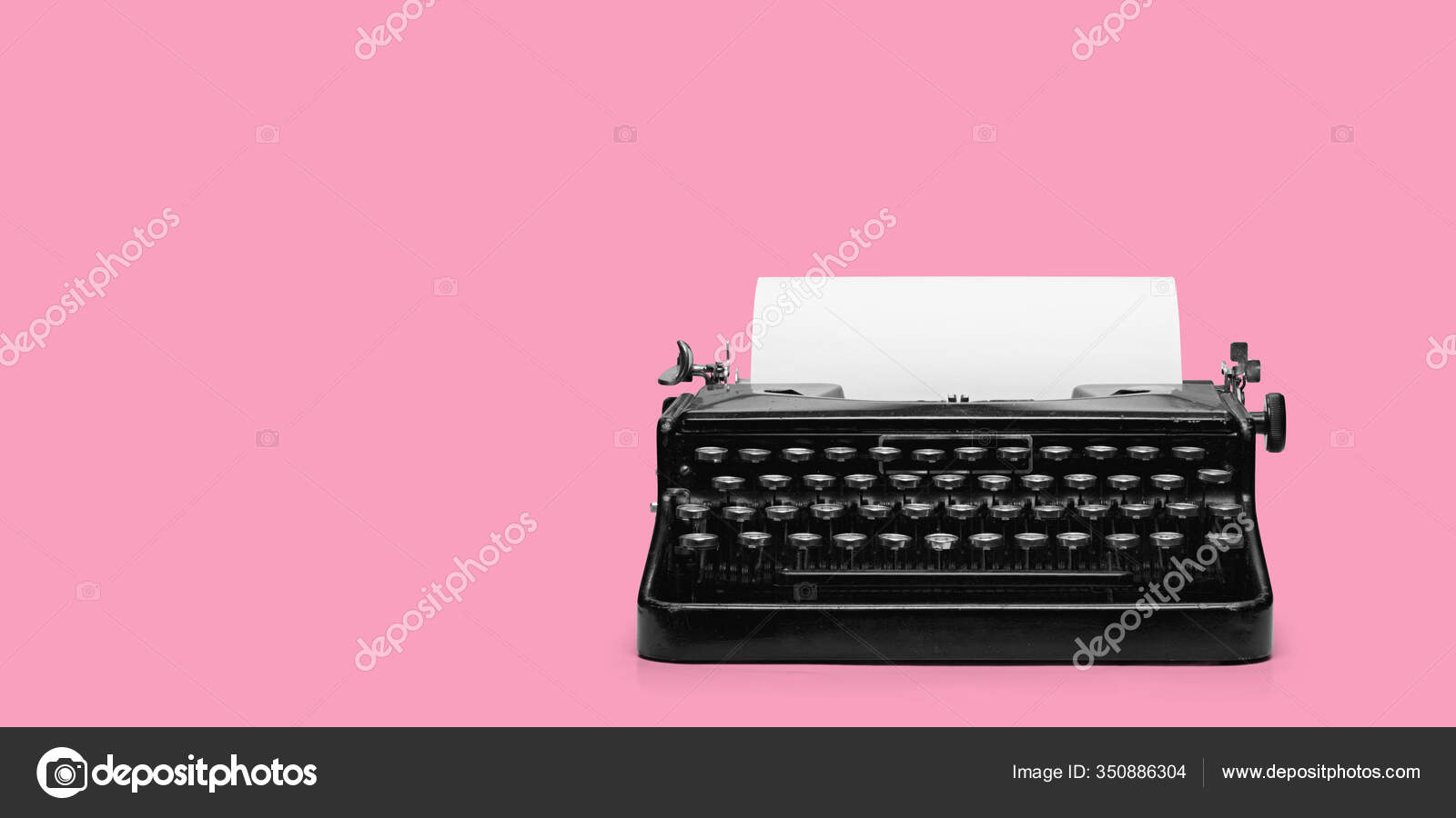 Typewriter Paper Sheet Pink Background Space Your Text Stock Photo by  ©spaxiax 350886304