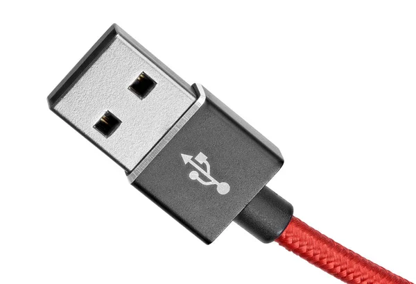 Cabo Usb Plug Isolado Fundo Branco Com Caminho Recorte — Fotografia de Stock