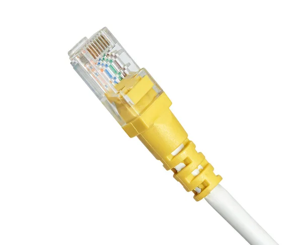 Cable Internet Rj45 Aislado Blanco Con Ruta Recorte Conexión Red — Foto de Stock
