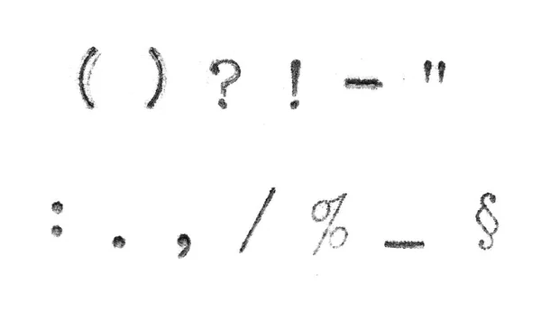 Σημάδια Στίξης Από Γραφομηχανή Vintage Γραμματοσειρά Που Απομονώνεται Λευκό Φόντο — Φωτογραφία Αρχείου