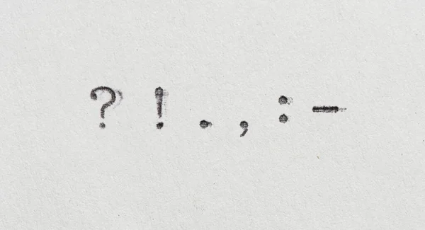 Знаки Пунктуації Друкарської Машинки Вінтажний Шрифт Білому Папері — стокове фото