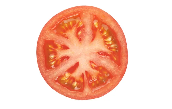 Tomatenscheiben Isoliert Auf Weiß Mit Schneideweg Ansicht Von Oben — Stockfoto