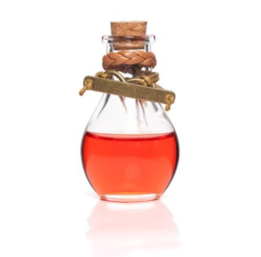 Eski bir çözüm şişesi ya da tüm zorluklar ya da hastalıklar için bir çare. Beyazda izole edilmiş