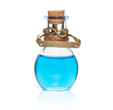 Eski bir çözüm şişesi ya da tüm zorluklar ya da hastalıklar için bir çare. Beyazda izole edilmiş