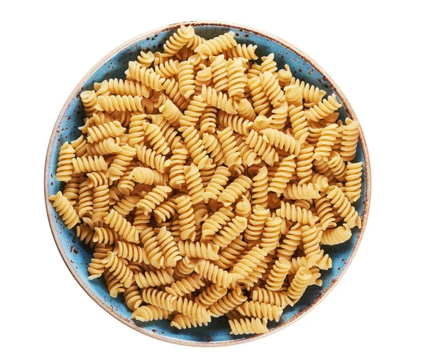 Pasta Fusilli Plato Aislado Sobre Fondo Blanco Vista Superior —  Fotos de Stock