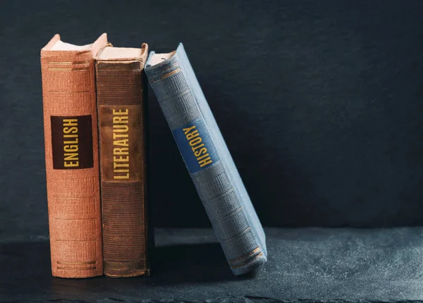Rafta Kitap Kitaplarla Eğitim Öğrenme Kavramı — Stok fotoğraf