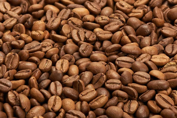 Rostade Kaffebönor Bakgrund Ovanifrån — Stockfoto