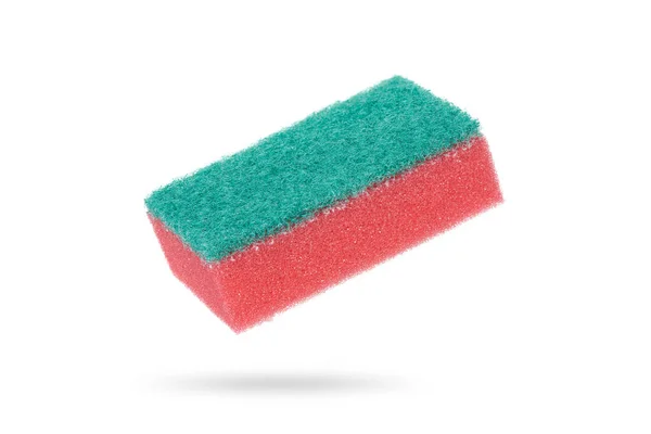 Red Sponge Washing Dishes Isolated White Background — Stock Photo, Image