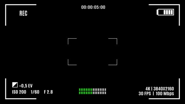 Schermo Registrazione Della Fotocamera Mirino Sfondo Nero — Video Stock