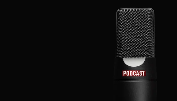 Micrófono Negro Para Grabar Podcasts —  Fotos de Stock