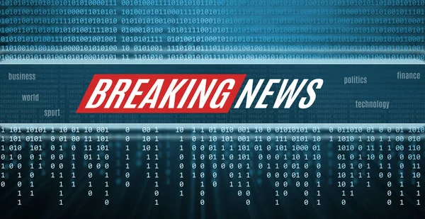 Breaking News Icon Binary Code Technology Background — Stock Photo, Image