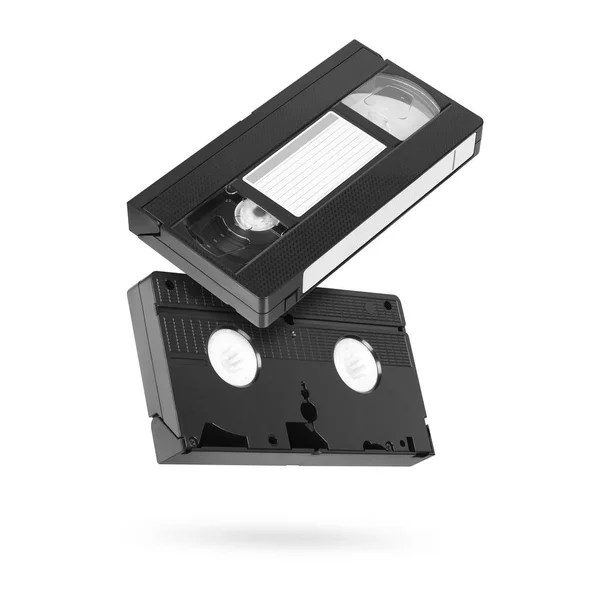 Две Старые Видеокассеты Белом Фоне — стоковое фото
