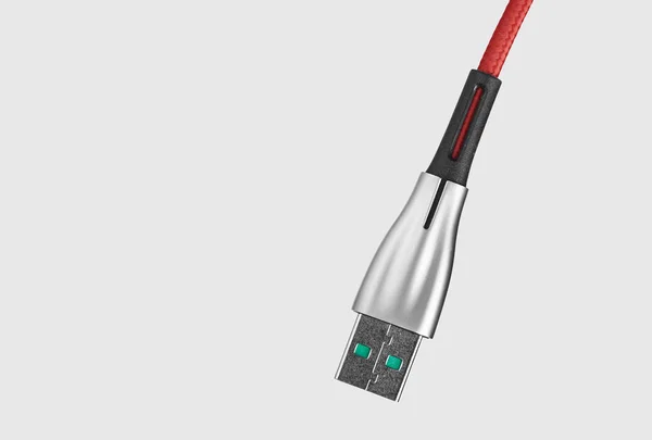 Usb Connector Computer Cable Isolated Grey Clipping Path — Stock Photo, Image