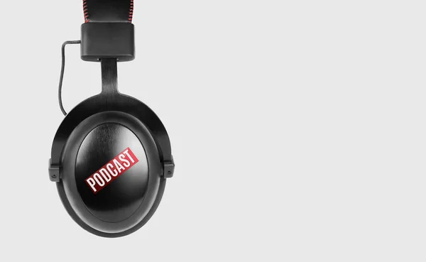 Μαύρα Ακουστικά Εικονίδιο Podcast Που Απομονώνονται Λευκό Διαδρομή Ψαλιδιού — Φωτογραφία Αρχείου