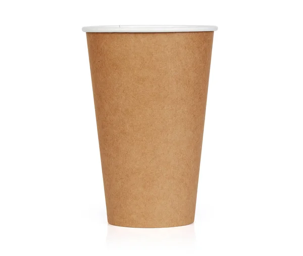 Kartong Engångskopp För Kaffe Isolerad Vit Bakgrund Med Klippbana — Stockfoto