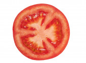 Pohled shora na rajčata. Izolováno na bílém pozadí s oříznutou cestou