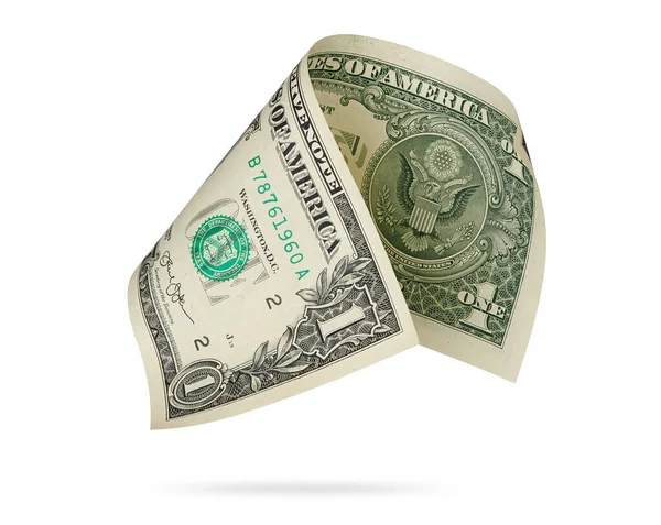 Amerikaans Papiergeld Een Dollar Geïsoleerd Wit Met Clipping Pad — Stockfoto