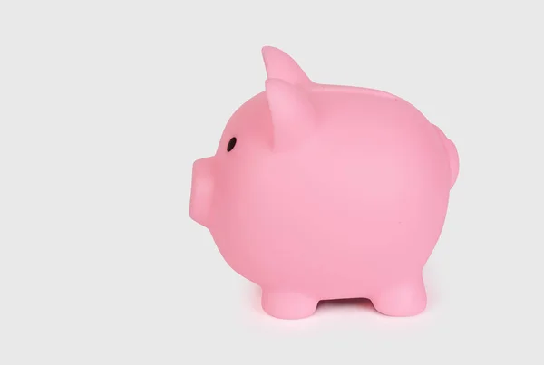 Pink Piggy Bank Side View Isolated White Backgroun — Stock Photo, Image