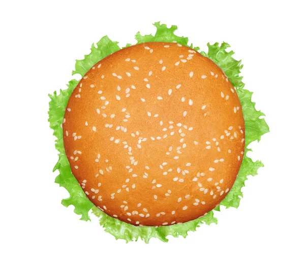 Hambúrguer Vegan Com Alface Isolada Sobre Fundo Branco Vista Superior — Fotografia de Stock