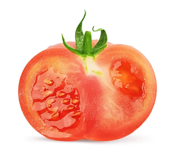 Halbe Tomate Isoliert Auf Weißem Hintergrund Mit Schneideweg — Stockfoto