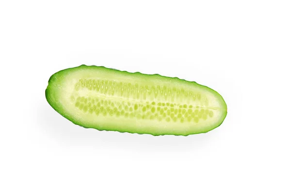 Slice Cucumber Isolated White Clipping Path — Stock Photo, Image