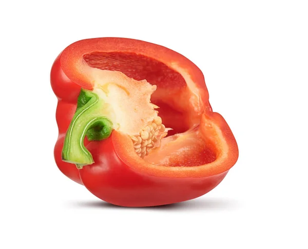 Bright Red Pepper Slice Isolated White Clipping Path — Stock Photo, Image