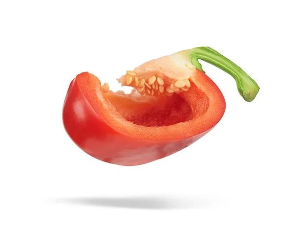 Red Sweet Pepper Slice Isolated White Background Clipping Path — Stock Photo, Image