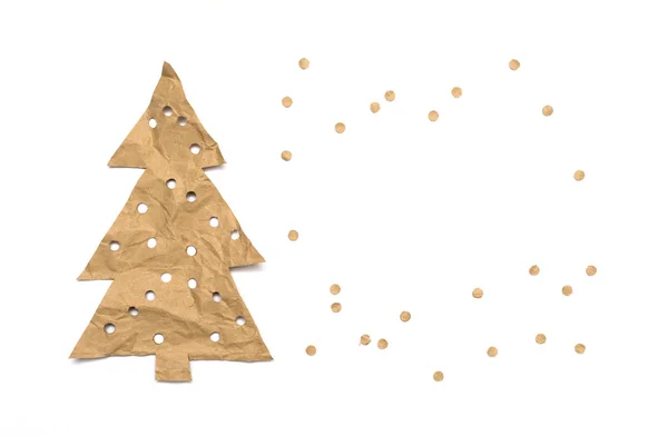 Arbre de Noël en papier kraft sur fond blanc Images De Stock Libres De Droits