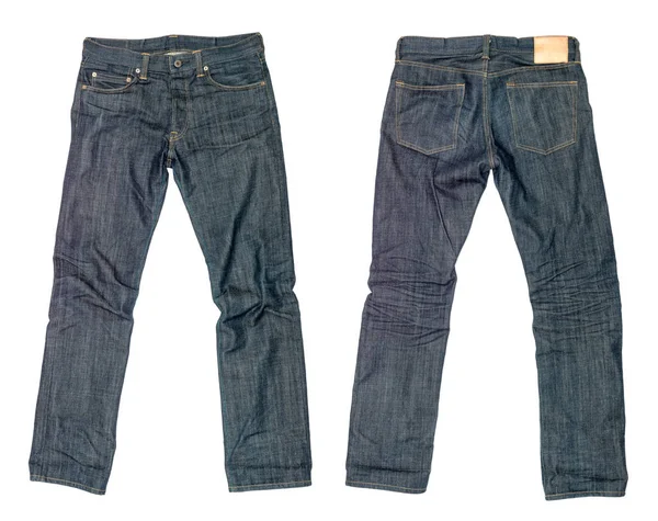 Jeans azul oscuro sobre fondo blanco Fotos De Stock