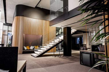 Krasnodar, Rusya - 19 Kasım 2019. Modern ofis tasarımı. Kre