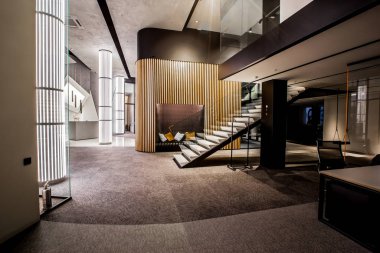 Krasnodar, Rusya - 19 Kasım 2019. Modern ofis tasarımı. Kre