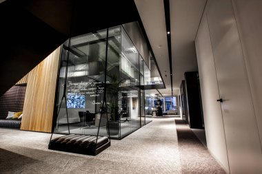 Krasnodar, Rusya - 19 Kasım 2019. Modern ofis tasarımı. Kre