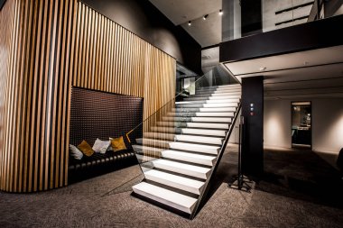 Krasnodar, Rusya-19 Kasım 2019. Basamaklı bir merdiven