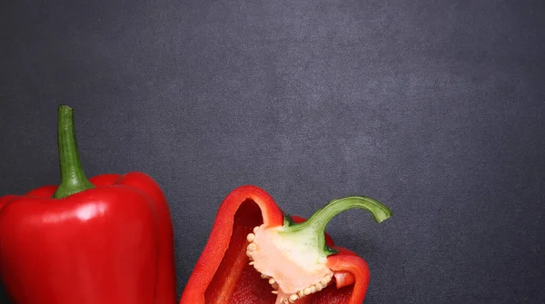 Red Bell Pepper Paprika Vegetables Black Textured Background — Stock Photo, Image