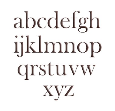 Kahverengi derinin yazı tipi İngiliz alfabesi. Beyaz arka planda izole edilmiş kahverengi deriden bir mektup..