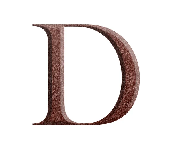 茶色の革のフォント英語のアルファベット 白地に隔離された茶色の革からの手紙D — ストック写真