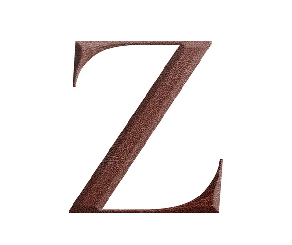 茶色の革のフォント英語のアルファベット 白地に隔離された茶色の革からの手紙Z — ストック写真