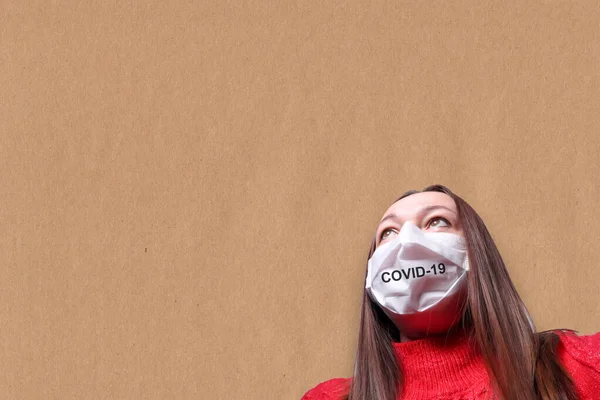 Maskeli Kadın Virüse Karşı Koruma Viral Hastalıkların Önlenmesi Tedavisi — Stok fotoğraf