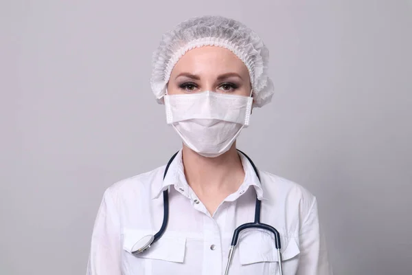 Kobieta Ochronnej Masce Medycznej Wirus Pandemii Covid — Zdjęcie stockowe
