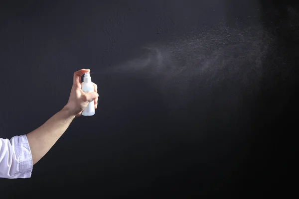 Spray Fertőtlenítő Kezelés Pandémiás Vírus Covid — Stock Fotó