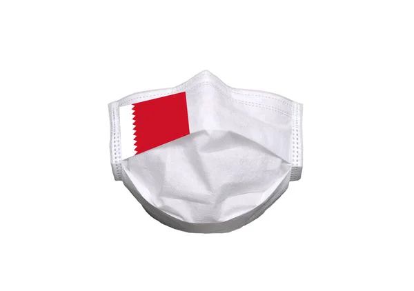 Qatar Flag Medical Mask Isolated White Background Healthcare Medical Concept — Stock Photo, Image