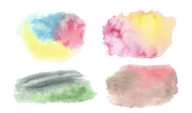 Suluboya lekeleri. Soyut çok renkli suluboya gradyan boya dokusu arkaplanı.