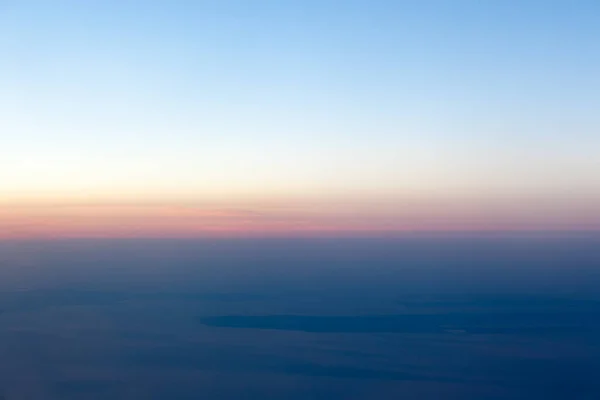 Zonsondergang Uitzicht Kust Vanaf Het Vliegtuig — Stockfoto